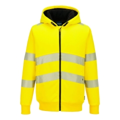 Sweat à capuche zippé sherpa haute visibilité classe 3 Jaune – Portwest PW321