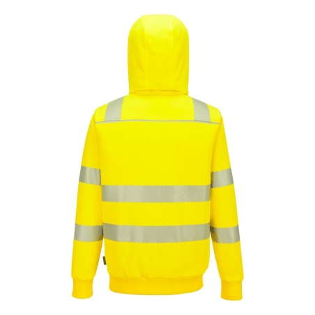 Sweat à capuche zippé sherpa haute visibilité classe 3 Jaune – Portwest PW321