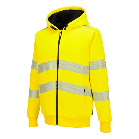 Sweat à capuche zippé sherpa haute visibilité classe 3 Jaune – Portwest PW321