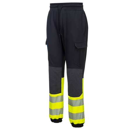 Jogging haute visibilité flexible classe 1 genoux renforcés Noir/jaune – Portwest KX341