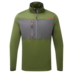 Sweat semi-zippé polaire anti-snag WX3 Vert olive – Portwest T755