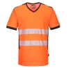 T-shirt col V haute visibilité bandes segmentées classe 2 Orange/noir – Portwest PW310