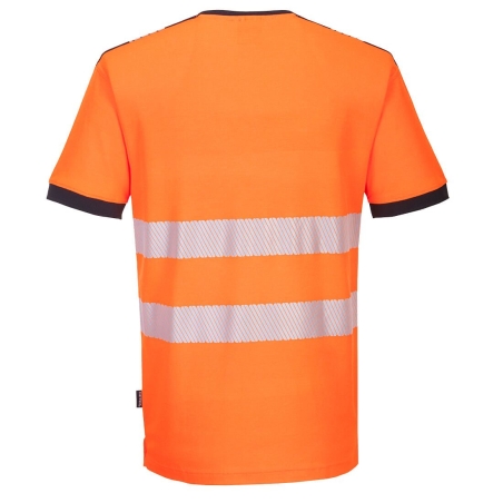 T-shirt col V haute visibilité bandes segmentées classe 2 Orange/noir – Portwest PW310