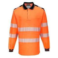 Polo haute visibilité manches longues classe 3 Orange/noir – Portwest T184