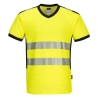 T-shirt col V haute visibilité bandes segmentées classe 2 Jaune/noir – Portwest PW310