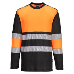 T-shirt haute visibilité manches longues classe 1 Orange/noir – Portwest PW312