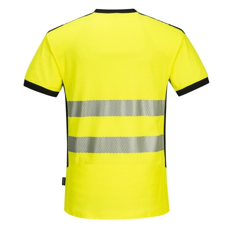 T-shirt col V haute visibilité bandes segmentées classe 2 Jaune/noir – Portwest PW310