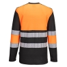 T-shirt haute visibilité manches longues classe 1 Orange/noir – Portwest PW312