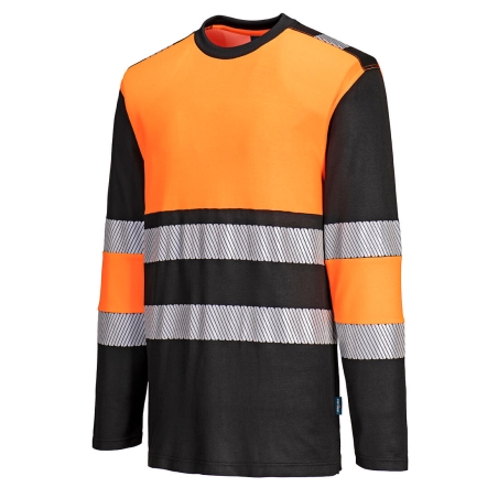 T-shirt haute visibilité manches longues classe 1 Orange/noir – Portwest PW312