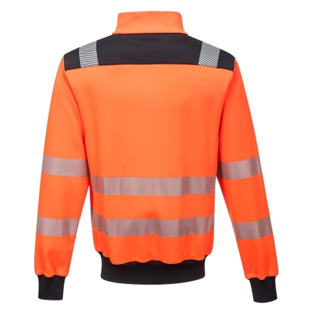 Sweatshirt haute visibilité zippé classe 2 et 3 Orange/noir – Portwest PW370