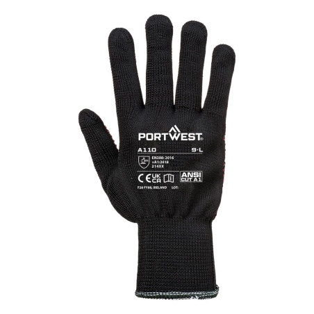 Gant tricoté sans couture enduit picots PVC Noir – Portwest A110