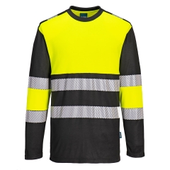 T-shirt haute visibilité manches longues classe 1 Jaune/noir – Portwest PW312