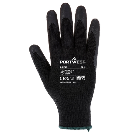 Gant tricoté enduit latex classique Noir – Portwest A150