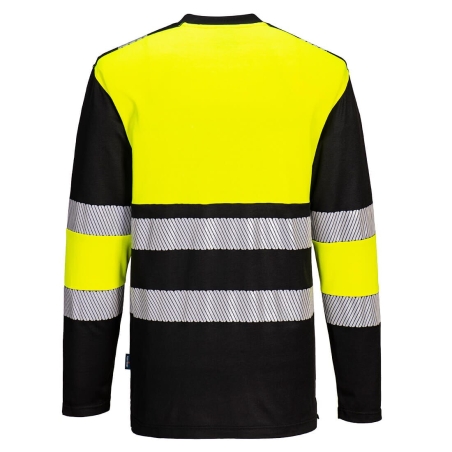T-shirt haute visibilité manches longues classe 1 Jaune/noir – Portwest PW312