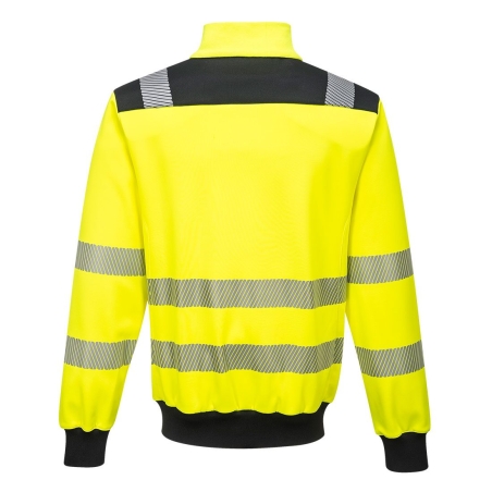 Sweatshirt haute visibilité zippé classe 2 et 3 Jaune/noir – Portwest PW370