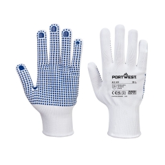 Gant tricoté sans couture enduit picots PVC Blanc/bleu – Portwest A110
