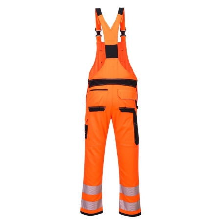 Cotte à bretelles haute visibilité multipoches classe 2 Orange/noir – Portwest PW344