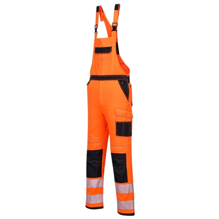 Cotte à bretelles haute visibilité multipoches classe 2 Orange/noir – Portwest PW344