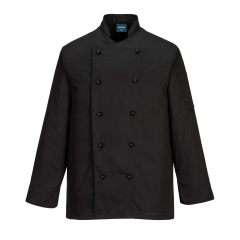 Veste de cuisine unisexe polycoton Somerset Noir – Portwest C834