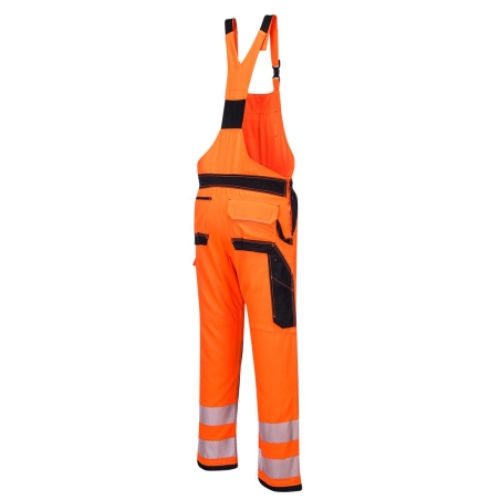 Cotte à bretelles haute visibilité multipoches classe 2 Orange/noir – Portwest PW344