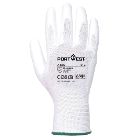 Gant de travail enduit PU haute dextérité Blanc – Portwest A120