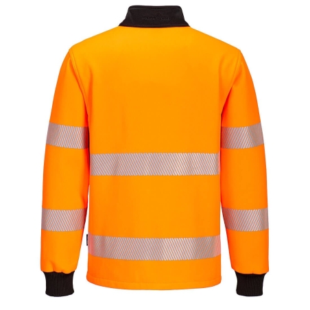 Sweat-shirt haute visibilité zippé bandes réfléchissantes classe 3 Orange/noir – Portwest PW326