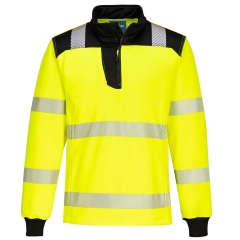 Sweat-shirt haute visibilité zippé bandes réfléchissantes classe 3 Jaune/noir – Portwest PW326