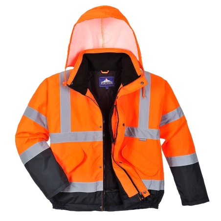 Blouson haute visibilité bicolore matelassé imperméable classe 3 Orange/marine – Portwest S266