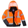Blouson haute visibilité bicolore matelassé imperméable classe 3 Orange/marine – Portwest S266