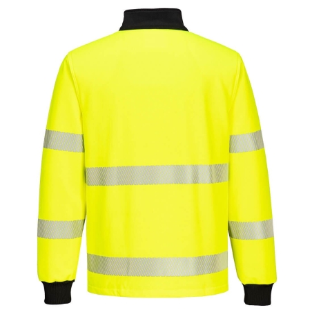 Sweat-shirt haute visibilité zippé bandes réfléchissantes classe 3 Jaune/noir – Portwest PW326