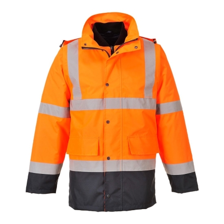 Parka haute visibilité 4 en 1 bicolore contrastée classe 3 Orange/marine – Portwest S471ONR