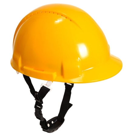 Casque de chantier ventilé harnais 6 points réglable Jaune – Portwest PW97