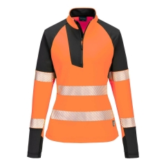 Sweatshirt zippé quart de zip haute visibilité femme Orange/noir – Portwest T173