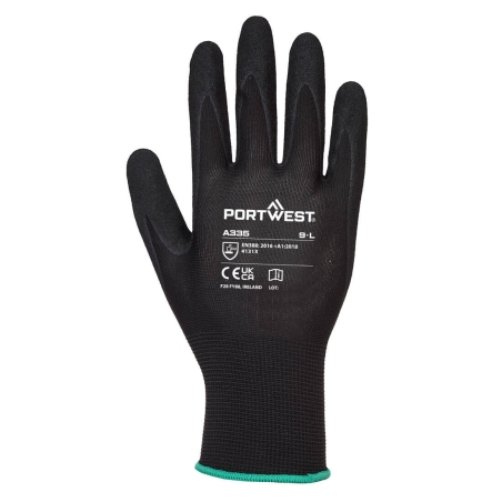 Gant nitrile sablé dextérité niveau 5 jauge 15 Noir – Portwest A335