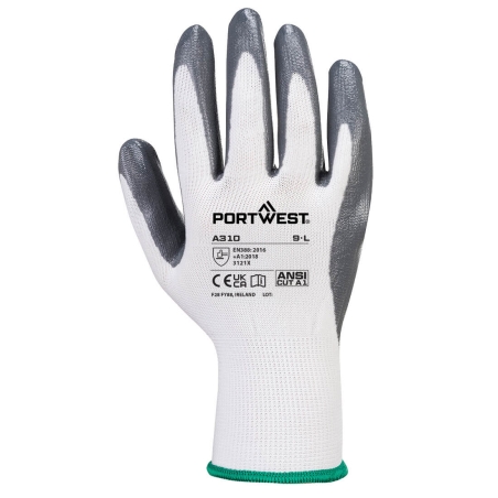 Gant nylon enduit nitrile résistance abrasion Flexo Grip Gris/blanc – Portwest A310