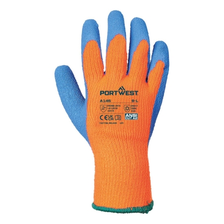 Gant froid enduit latex crêpé doublure acrylique Orange/bleu – Portwest A145