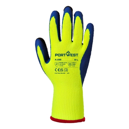 Gant thermique enduit latex bout des doigts renforcé Jaune/bleu – Portwest A185