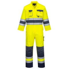 Combinaison haute visibilité classe 3 genouillères Jaune/marine – Portwest TX55