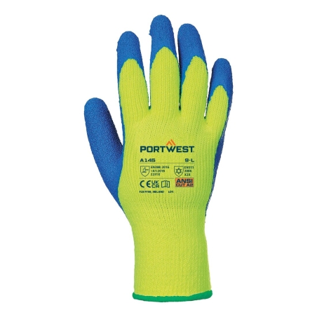 Gant froid enduit latex crêpé doublure acrylique Jaune/bleu – Portwest A145