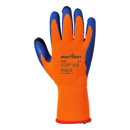 Gant thermique enduit latex bout des doigts renforcé Orange/bleu – Portwest A185