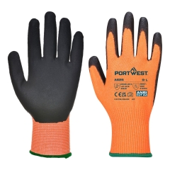 Gant anticoupure niveau D enduit PU haute visibilité Orange/noir – Portwest A625