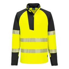 Sweatshirt haute visibilité zippé 1/4 classe 2 Jaune/noir – Portwest T172