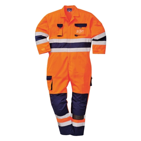 Combinaison haute visibilité classe 3 genouillères Orange/marine – Portwest TX55