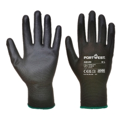 Gant paume enduit PU dextérité maximale - lot 288 paires Noir – Portwest AB129