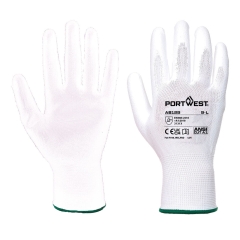 Gant paume enduit PU dextérité maximale - lot 288 paires Blanc – Portwest AB129