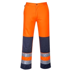 Pantalon haute visibilité Séville ceinture élastiquée polycoton Orange/marine – Portwest TX71