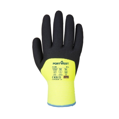 Gant hiver grand froid doublure double trempage nitrile Jaune – Portwest A146