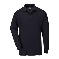 Polo manches longues col boutonné coton polyester Noir – Portwest B212