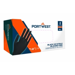 Gant jetable nitrile haute résistance 0.18mm boîte de 100 Noir – Portwest A930