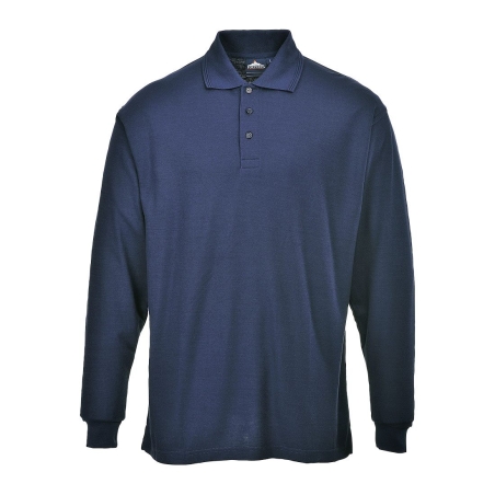 Polo manches longues col boutonné coton polyester Marine – Portwest B212